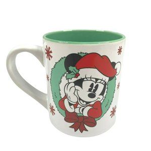 Disney‎ Mickey & Minnie Cozy Christmas 14 oz Ceramic Mug Silver Buffalo White